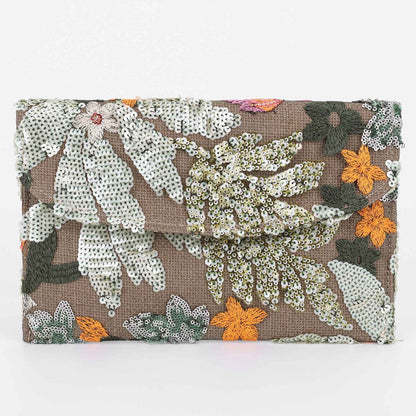 Straw Bag Evening Clutch Sequin Envelope Package Embroidered Handbag for Wedding Vacation Travel