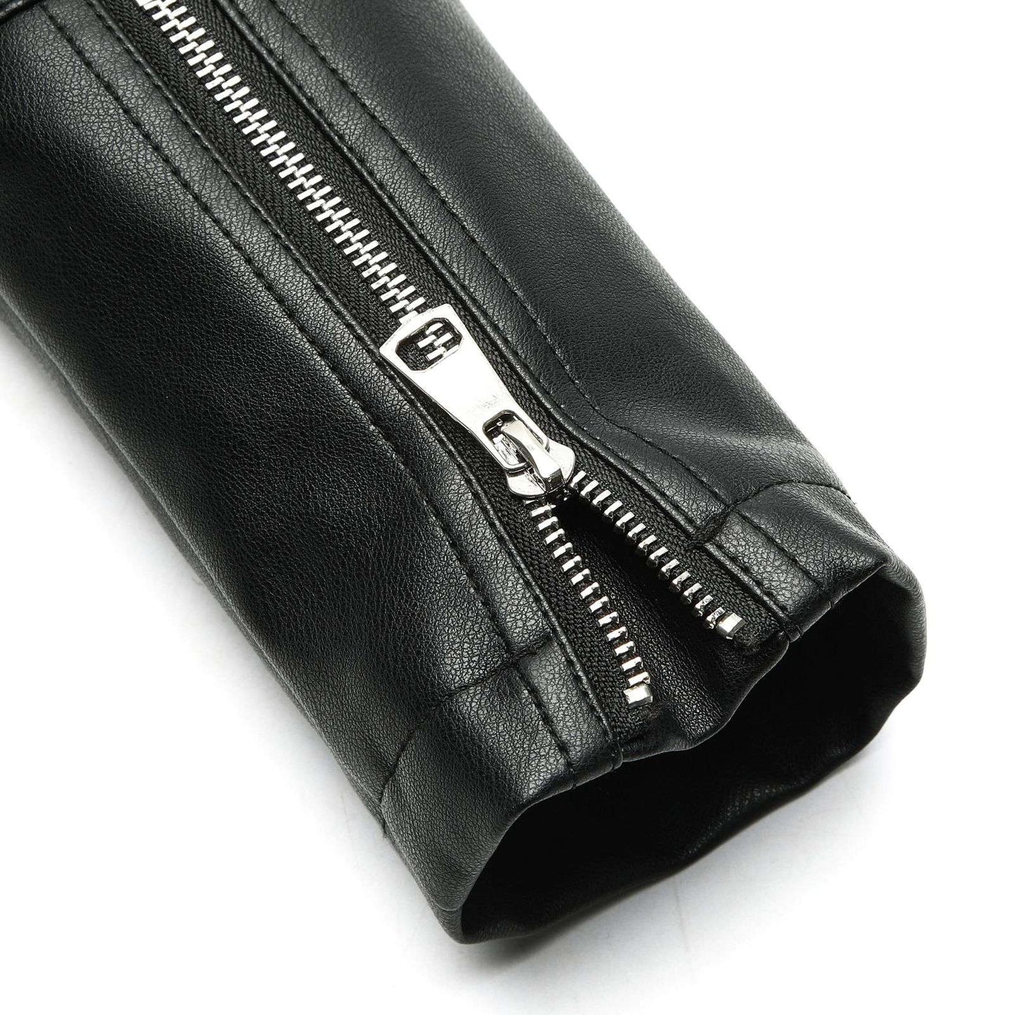 ? Biker Style Pu Leather Jacket for Women - Vegan Faux Motorcycle Jacket with Zipper & Buttons (Black/White/Red/Green)