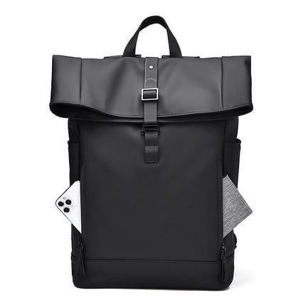 Black Fashion Roll Top Computer Bag Laptop Travel Business Waterproof Large Capacity Backpack Teenager School Bag ?? Mochila