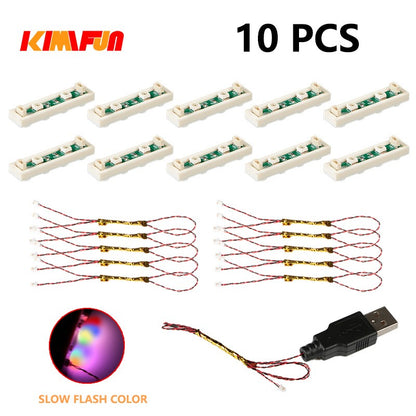 10PCS 0.8mm Pin RGB LED Building Blocks USB Lamp DIY Street Light City Electric Decorate 1X1 Brick Toy Compatible All Brands