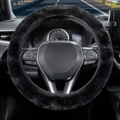 Capa de volante de carro sem anel interno de pelúcia de inverno quente macia confortável antiderrapante elástica capa de guidão elástica