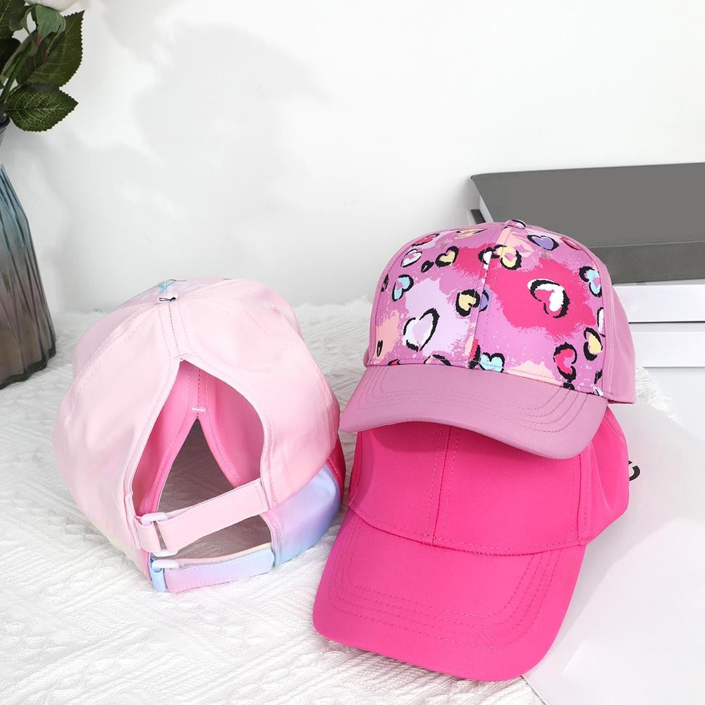 Fashion Kids Baseball Cap For Girls Boys Sun Hat Hollow Back Ponytail Caps Children Snapback Hip Hop Hats Adjustable Bones Caps