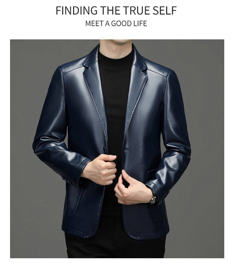 2025 Autumn Winter Men's Genuine Leather Blazers Jackets Slim Fit Suits Coats Business Casual Genuine Leather Suits Jackets Male