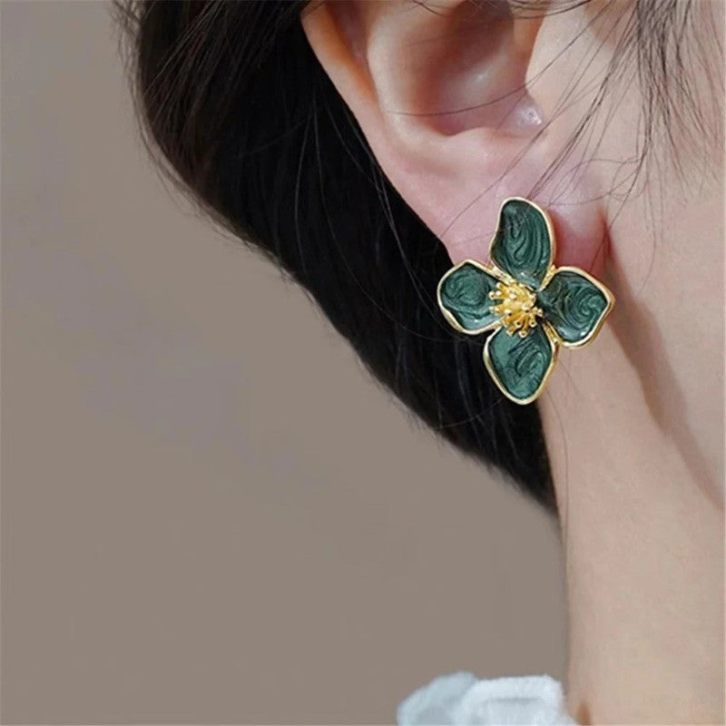Brincos de Hibisco de Aço Inoxidável para Mulheres Meninas Brincos Vintage Românticos Joias da Moda Elegantes para Festa Presentes