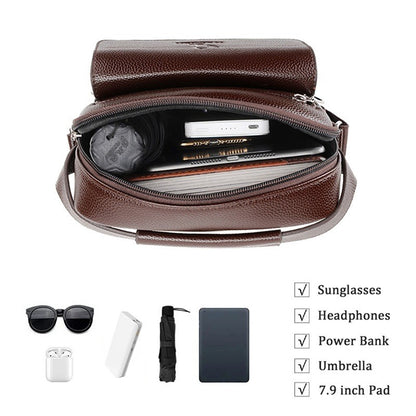 High Quality Men Shoulder Bag Men PU Leather Flaps Men's Crossbody Bags Business Flap Male Solid Messenger Bag Travel Bag