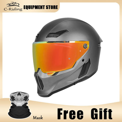 C-Riding Inverno Quente Cruising Mulheres e Homens Profissionais Chapéus de Segurança Retro Cruising Capacete Completo Certificado DOT Verão
