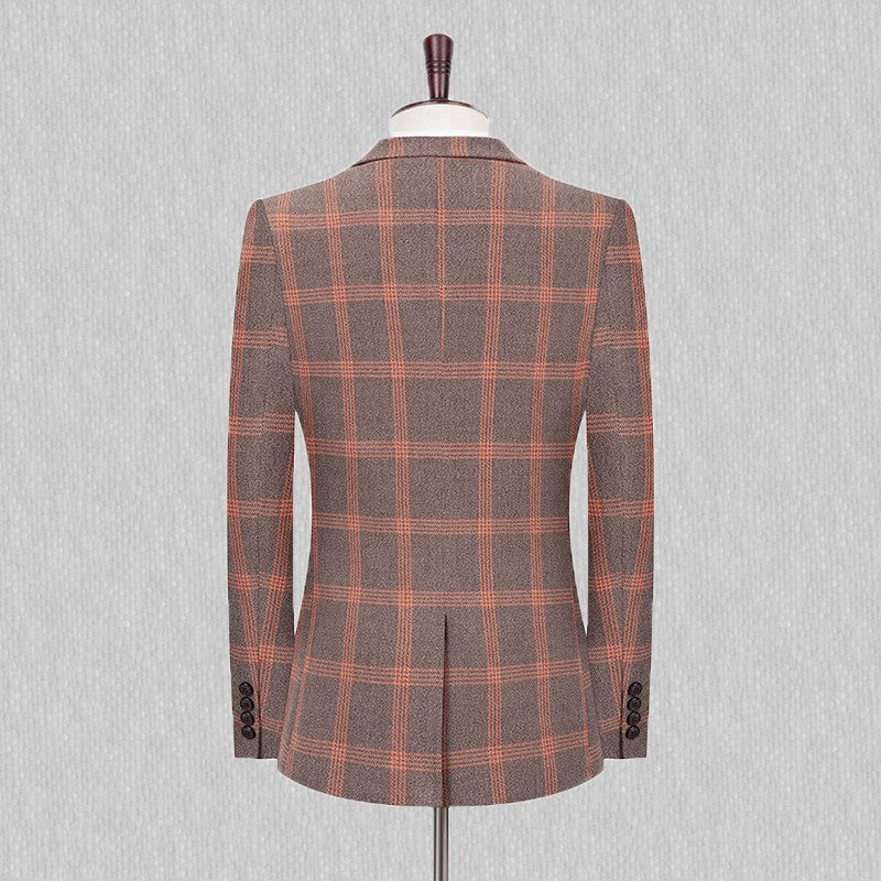 Men's Spring Autumn Wedding Suit 2024 Three-Piece Set Slim Fit Checkered British Style with Waistcoat And Trousers