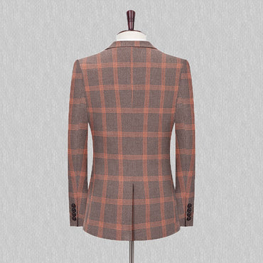 Men's Spring Autumn Wedding Suit 2024 Three-Piece Set Slim Fit Checkered British Style with Waistcoat And Trousers