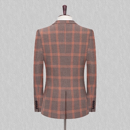 Men's Spring Autumn Wedding Suit 2024 Three-Piece Set Slim Fit Checkered British Style with Waistcoat And Trousers