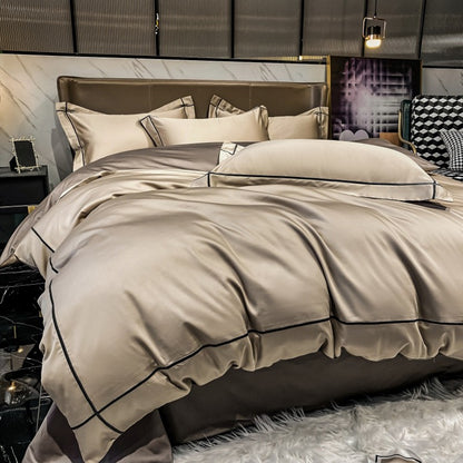 Lençol de Cima Bordado 100% Algodão Egípcio Sedoso Conjunto de Cama Lençol de Cima Queen King Size