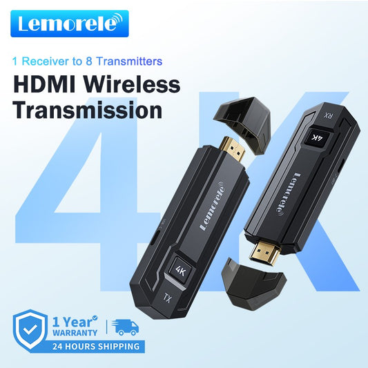 Kit Transmissor e Receptor de Vídeo HDMI Sem Fio Lemorele P50 4K, Extensor HDMI para Monitor, Projetor, HDTV, para PC, Câmera, Laptop