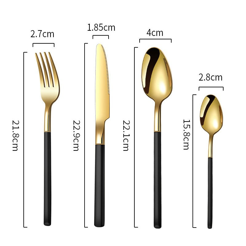Cutlery set Thickening and widening high-grade 304 stainless steel tableware Knight knife fork spoon tableware set dinnerware