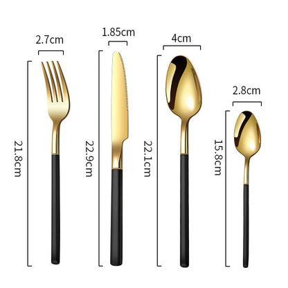 Cutlery set Thickening and widening high-grade 304 stainless steel tableware Knight knife fork spoon tableware set dinnerware