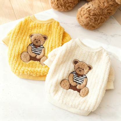 Moletom de Luxo com Capuz para Cães, Roupas Quentes de Inverno para Cães, Moletom Fofo e Macio para Filhotes, Estampa de Urso, Moletons para Gatos, Suéteres para Animais de Estimação, Roupas para Bichon