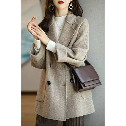 Ladies Woolen Jacket 2025 Autumn Winter Fashion Temperament Female Coat Long Sleeve Short Double-breasted Women Wool Overcoat