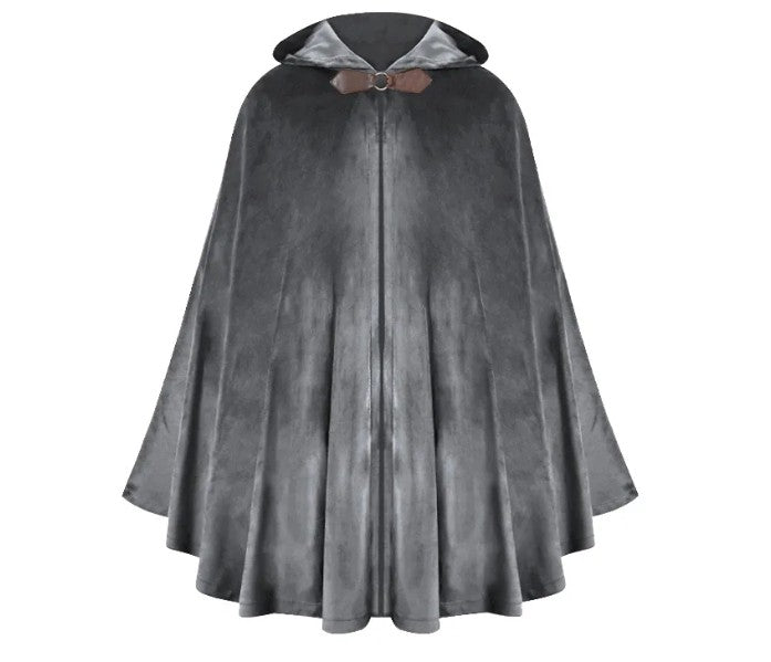 Adult Unisex Short Renaissance Hooded Cape Velvet Archer Hunter Cloak Victorian Capelet Medieval Hobbit Halloween Costume