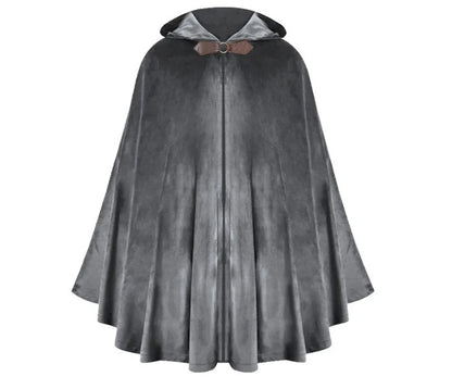 Adult Unisex Short Renaissance Hooded Cape Velvet Archer Hunter Cloak Victorian Capelet Medieval Hobbit Halloween Costume