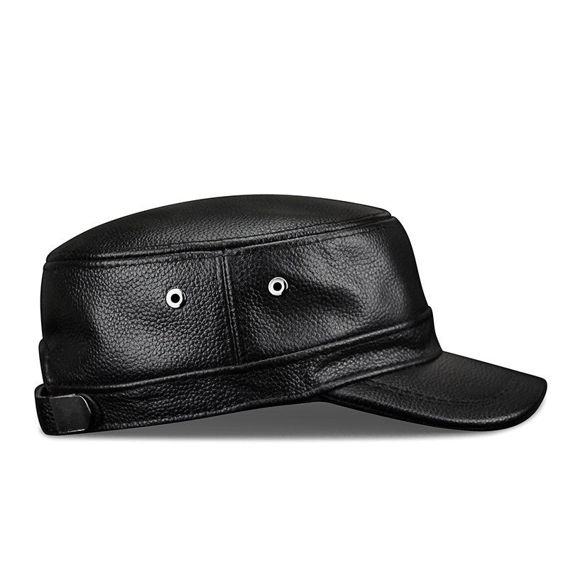 Winter Genuine Leather Flat-Top Cap | Men's Casual Cowhide Baseball Cap Lightweight and Breathable Classic Timeless Design