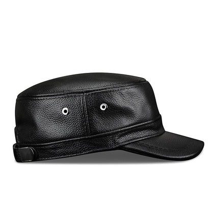 Winter Genuine Leather Flat-Top Cap | Men's Casual Cowhide Baseball Cap Lightweight and Breathable Classic Timeless Design