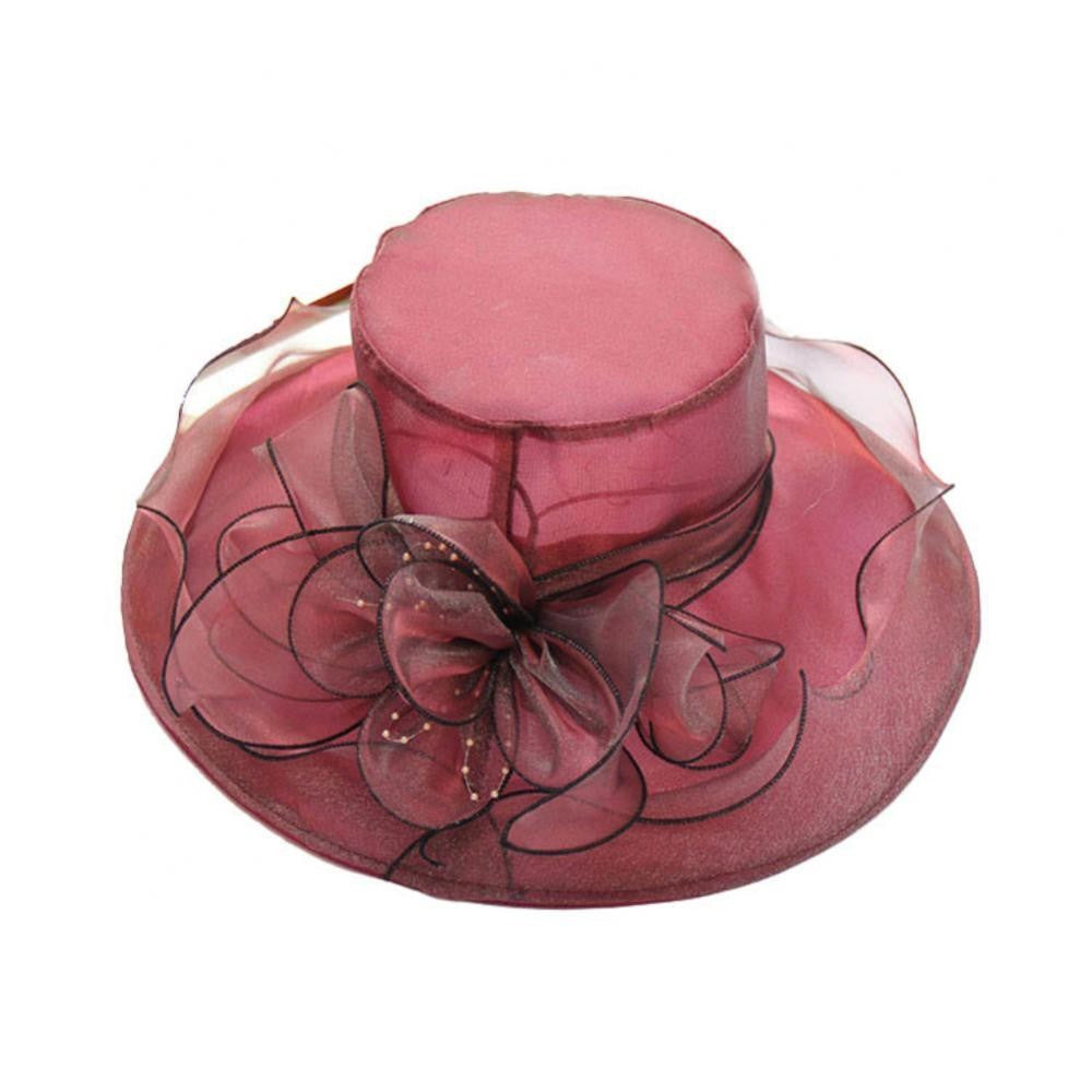 Chapéu Dobrável Feminino de Organza Floral para Igreja, Kentucky, Chá, Chapéu de Sol Elegante Fascinator para Cerimônia de Casamento Feminino