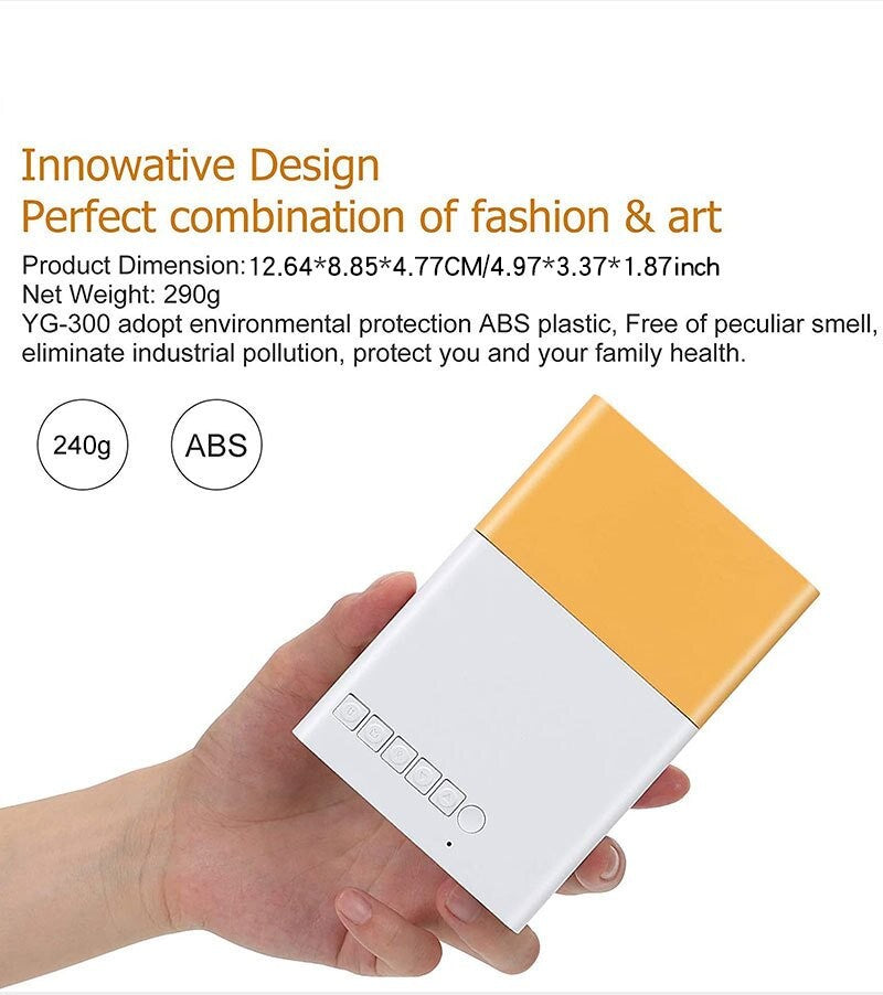 Mini projetor portátil YG300 com suporte a memória de ultra-alta definição para HDTMI, USB e SD, para cinema ao ar livre e projeção de home theater