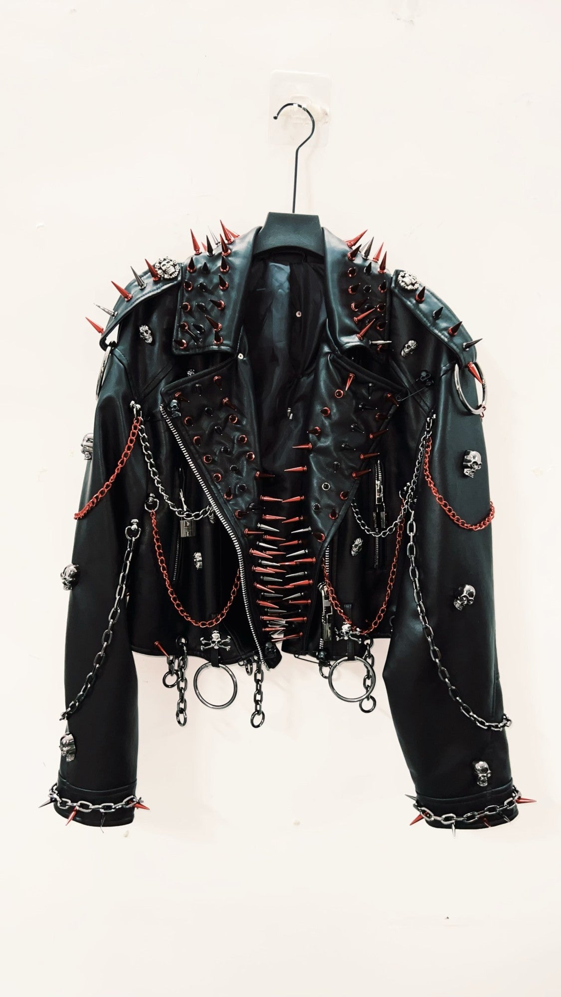 vintage Leather jacket Gothic Leather jacket Punk Leather jacketoversizeLeather jacket Rivet Leather jacket skull Leather jacket