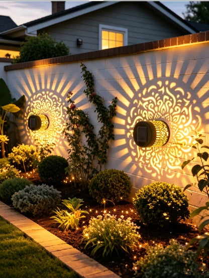 2 Pcs Solar Mandala Lamp, Openwork Wrought Iron Lamp, Solar Garden Decorative Lighting.