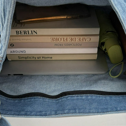 New Denim Shoulder Bag Women Fashion Large Capacity Casual Tote Handle Bag for School Comfortable and Versatile Commute Bag