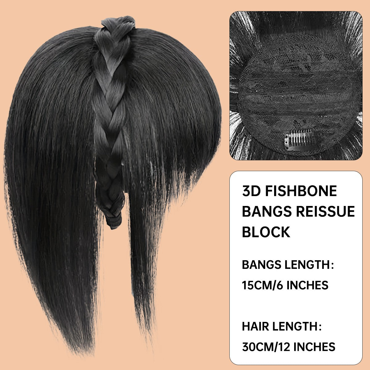 Topper de Cabelo Sintético com Tiara Franja Franja 3D Cabelo Sintético Clip em Extensões de Cabelo para Uso Diário Acessórios de Cabelo