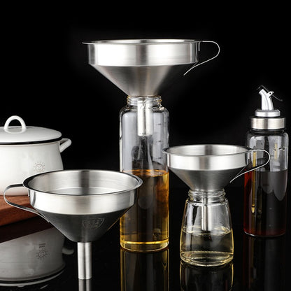 Stainless Steel Funnel Kitchen Oil Liquid Funnel Metal Funnel with Detachable Filter Wide Mouth Funnel for Canning Kitchen Tools