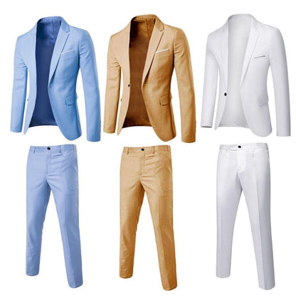 Blazer Pants Men Suit Korean Style Slim Fit Buttons Formal Suit Temperament Single breasted Spring Business Suit Pants