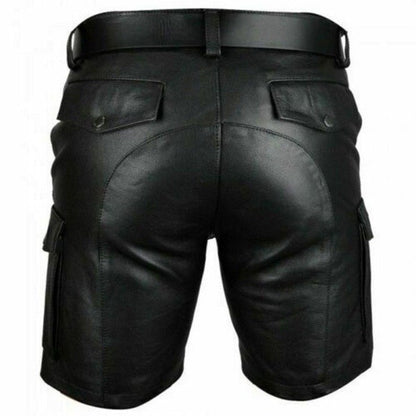 New Arrival Casual Men's ort Leather Pants Pure Color PU Leisure Straight Leg Long Trousers Wi Bestseller