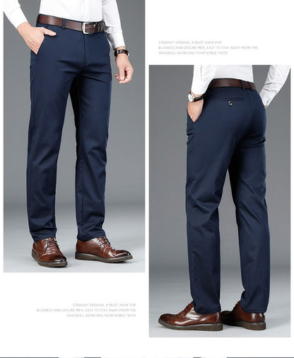 2023 Primavera Novas Calças Casuais Masculinas de Fibra de Bambu Estilo Clássico Negócios Moda Calças Cáqui Elásticas de Algodão Roupa Masculina de Marca