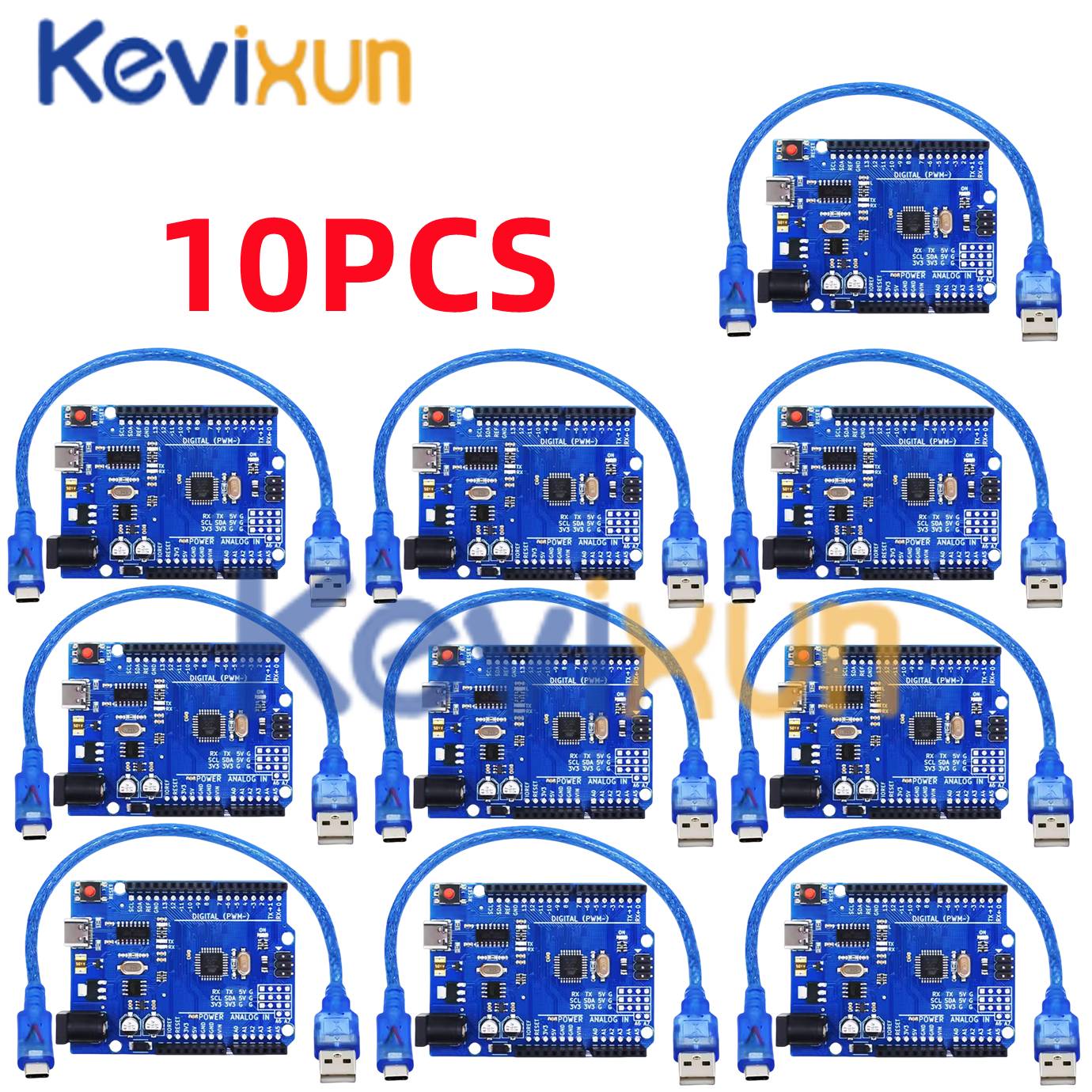 1-10PCS UNO R3 CH340G MEGA328P Chip para Arduino UNO R3 + CABO USB/TIPO-C Placa de Desenvolvimento ATMEGA328P-AU 16Mhz