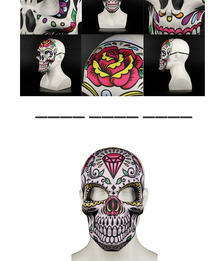 2023 Masks Mexican Day of The Dead Skull Mask Cosplay Halloween Skeletons Print Masks Dress Up Purim Party Costume Prop