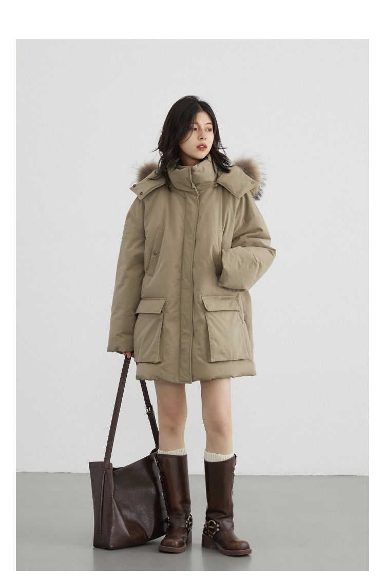 CHIC VEN Women Down Coats Solid Outdoor Loose Casual Down Jacket  Thickened Parka Jackets Female Overcoat Autumn Winter 2023