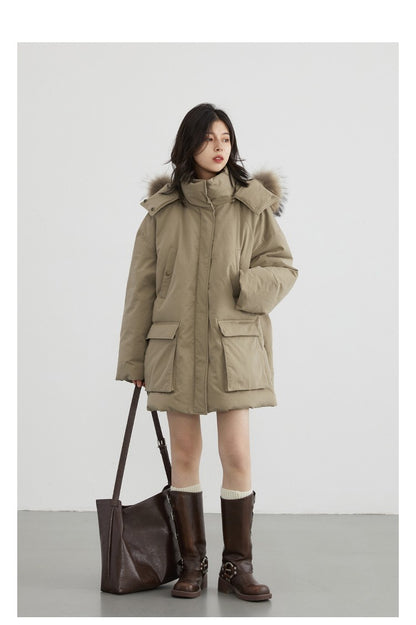 CHIC VEN Women Down Coats Solid Outdoor Loose Casual Down Jacket  Thickened Parka Jackets Female Overcoat Autumn Winter 2023