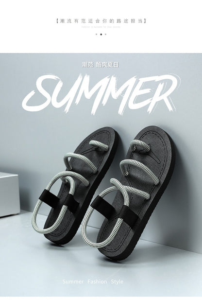 Summer Casual Durable Slippers,Men's Summer Slip-on Anti-slip Outdoor Casual Sandals,Flip-flops for The Beach with Open Toes