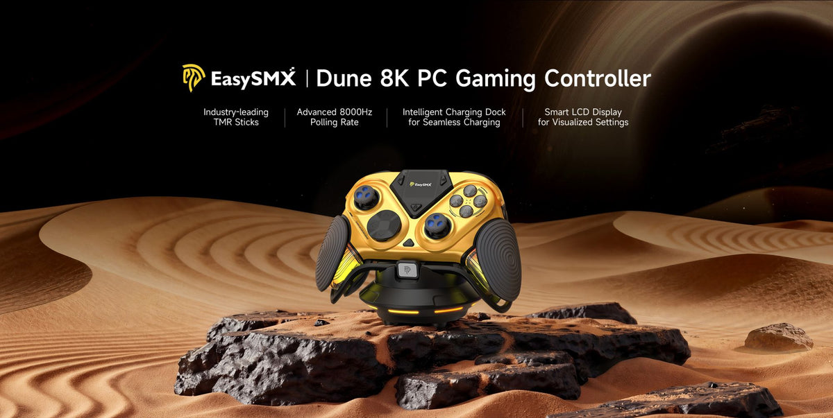 EasySMX Dune 8K Wireless Gamepad Controller, TMR Joysticks, LCD Screen, Hall Effect Triggers for PC/Steam/Switch/Phone