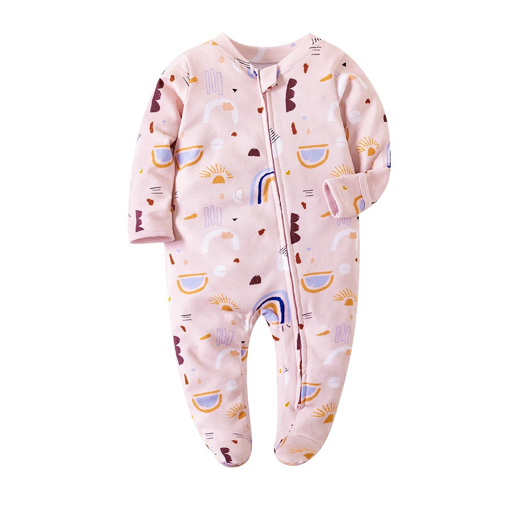 Newborn Footed Pajamas Zipper Girl and Boy Romper Long Sleeve Jumpsuit Cotton Solid White Fashion 0-12 Months Baby Clothes ?