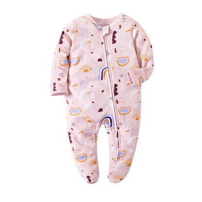 Newborn Footed Pajamas Zipper Girl and Boy Romper Long Sleeve Jumpsuit Cotton Solid White Fashion 0-12 Months Baby Clothes ?