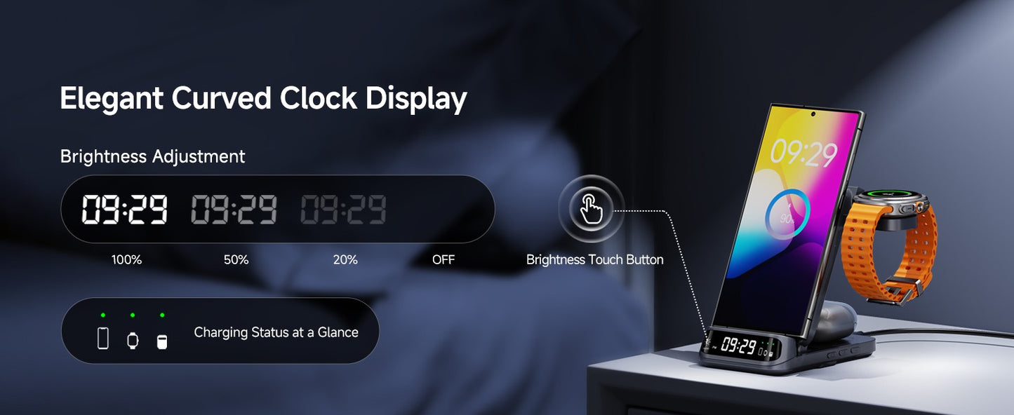 SwanScout 708S Charging Station for Samsung S25 S24 Ultra S23 Z Flip 7 Fold 6 5 Wireless Charger for Galaxy Watch 8 7 for Buds 3