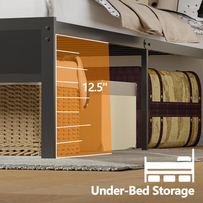 Sleek Full Size Bed Frame with Glowing LED Lights & USB Charging Station | Modern Storage Headboard