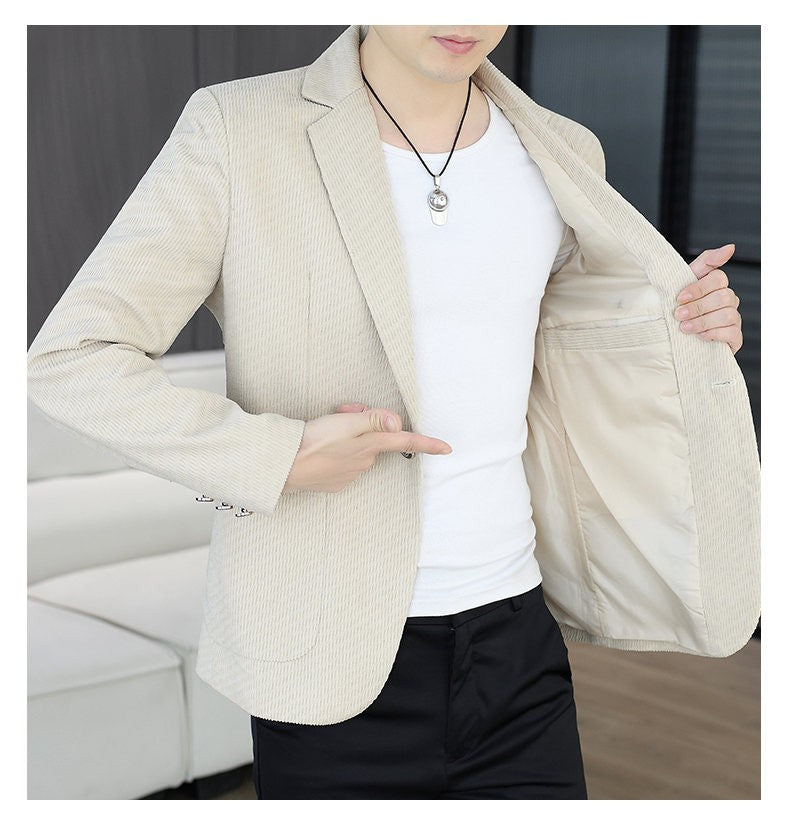 Blazer's New Men's Fashion Outdoor Travel Camping Youth Wedding Hosting Campus Slimming Casual Solid Color Korean Version Blazer