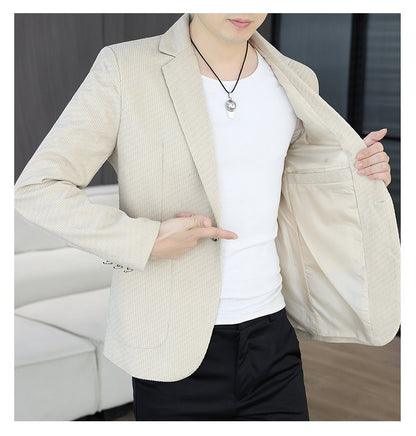 Blazer's New Men's Fashion Outdoor Travel Camping Youth Wedding Hosting Campus Slimming Casual Solid Color Korean Version Blazer