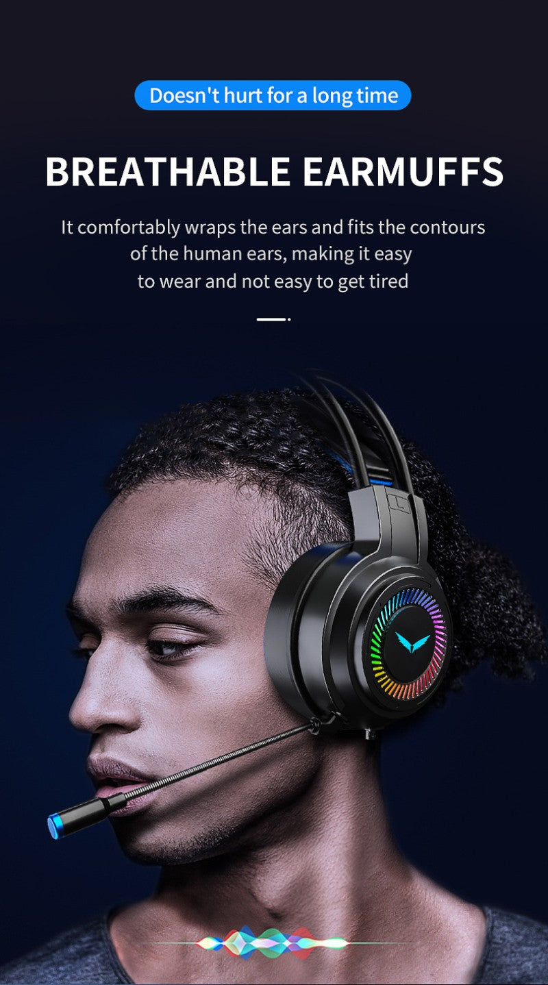 G60 Gaming Headset 7.1 Stereo SVirtual Surround Bass Earphone Headphone with Mic LED Light for Computer PC Gamer Foldable G58