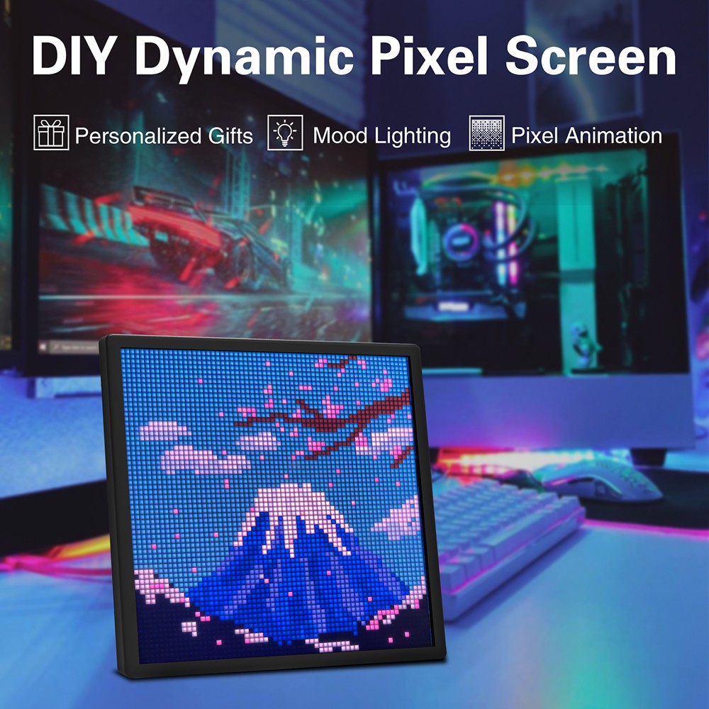 LED Pixel Display 64x64 RGB LED Matrix Panel Programmable Pixel Art Display with Bluetooth APP Control Creative Pixel Screen