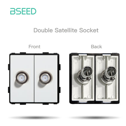 BSEED EU Standard Wall Socket with USB RJ45 TV Satellite Plug Glass Panel DIY Free Combination Function Part for Home Automation