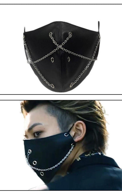 1pc Men's Steampunk Party Color Block Protective Face Mask, Motorcycle Mask Dustproof Halloween Easter Adult Mask