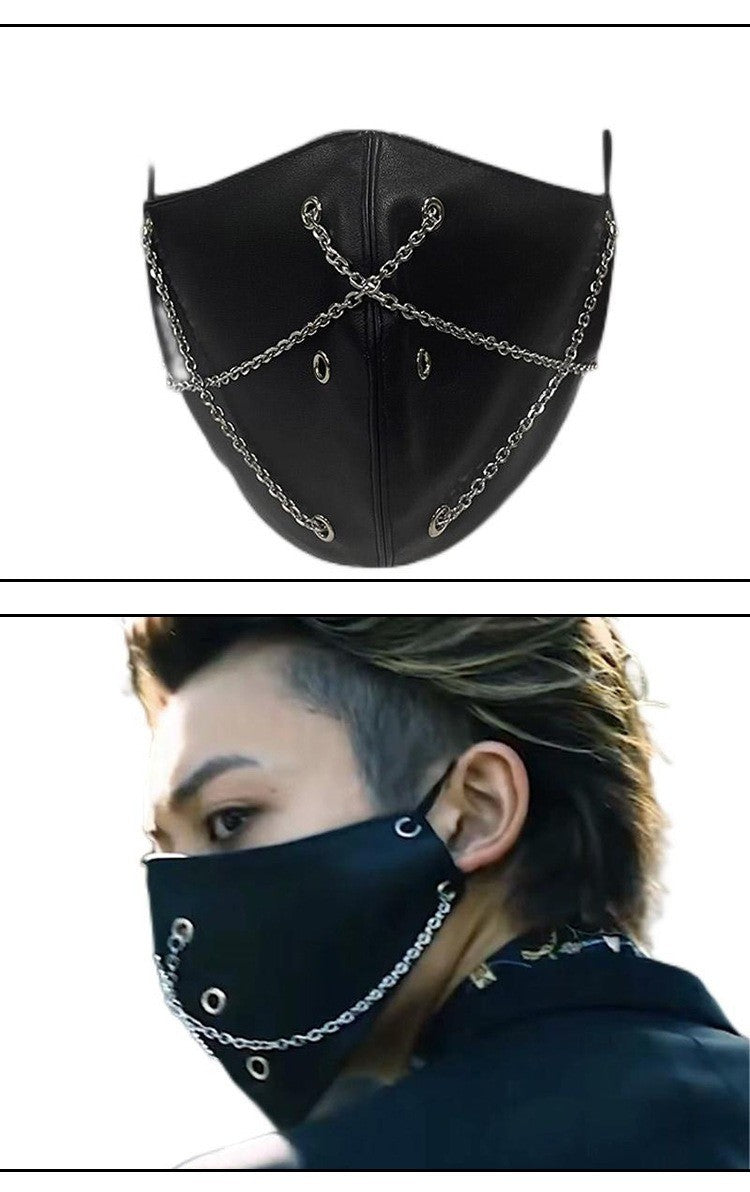 1pc Men's Steampunk Party Color Block Protective Face Mask, Motorcycle Mask Dustproof Halloween Easter Adult Mask